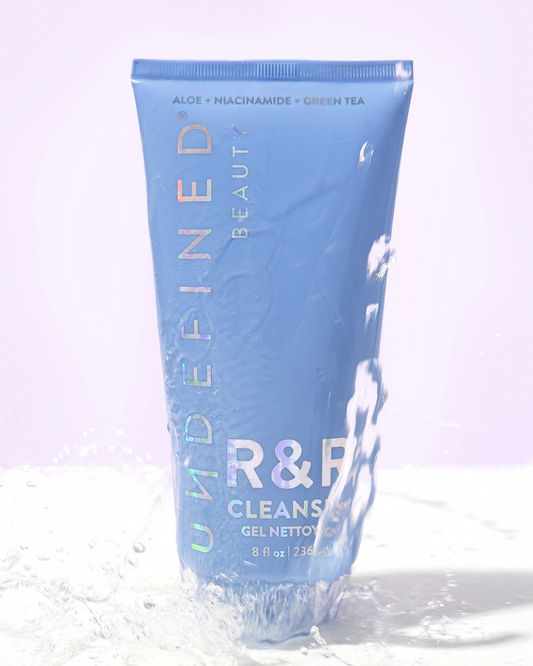 R&R Cleanser, blue tube with water splash
