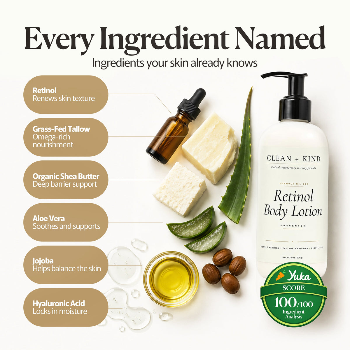 Clean + Kind Retinol Body Lotion, 8 oz