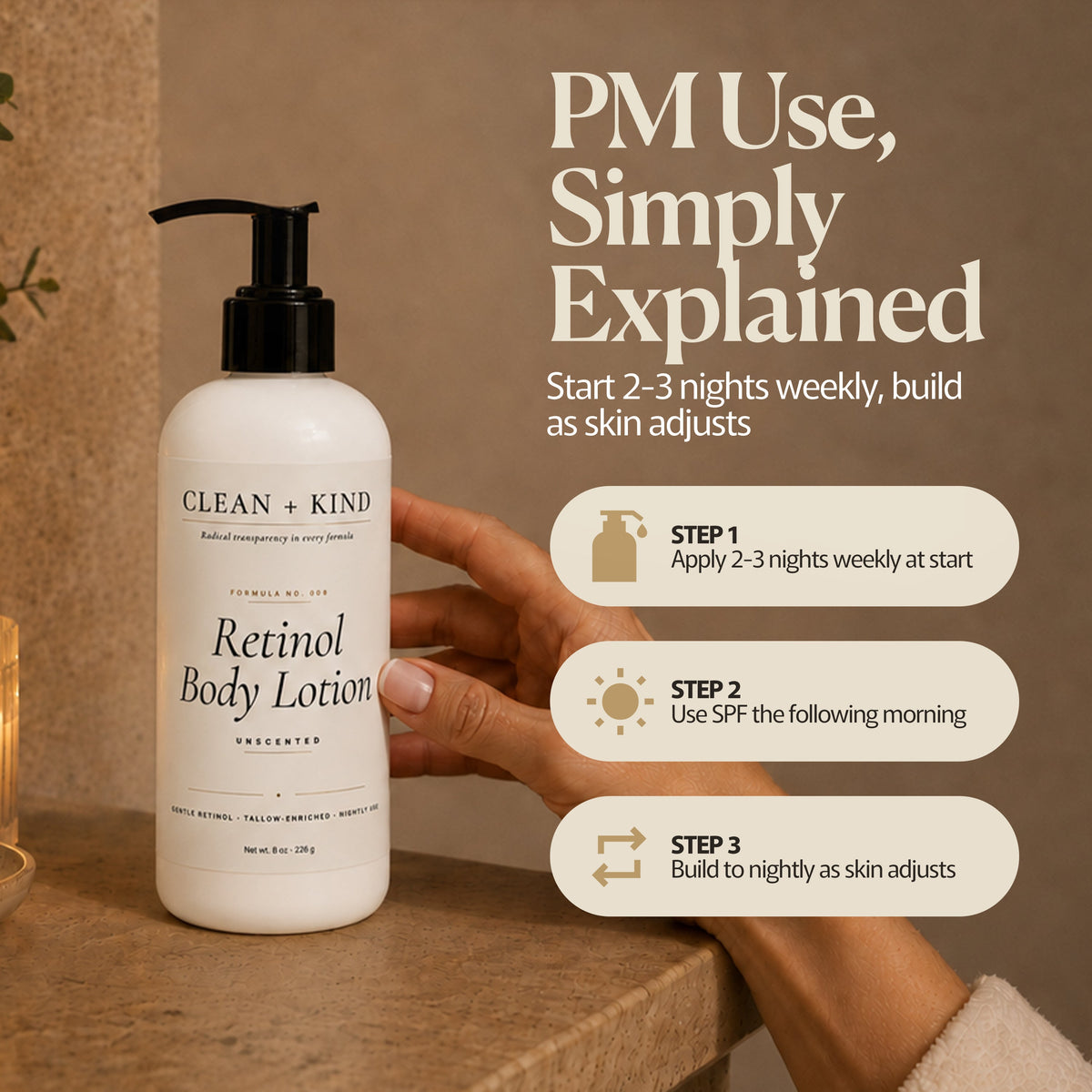 Clean + Kind Retinol Body Lotion, 8 oz