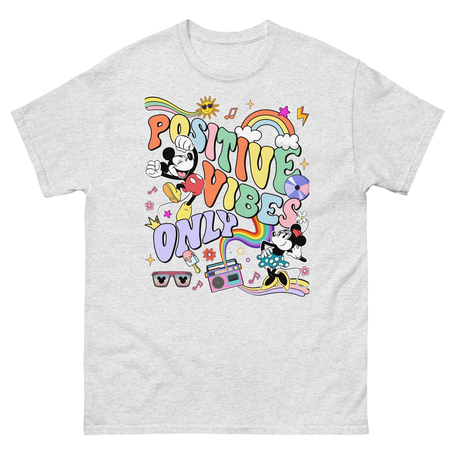 Spread Positive Vibes Only with the famous mouse and his girlfriend Tees (unisex)