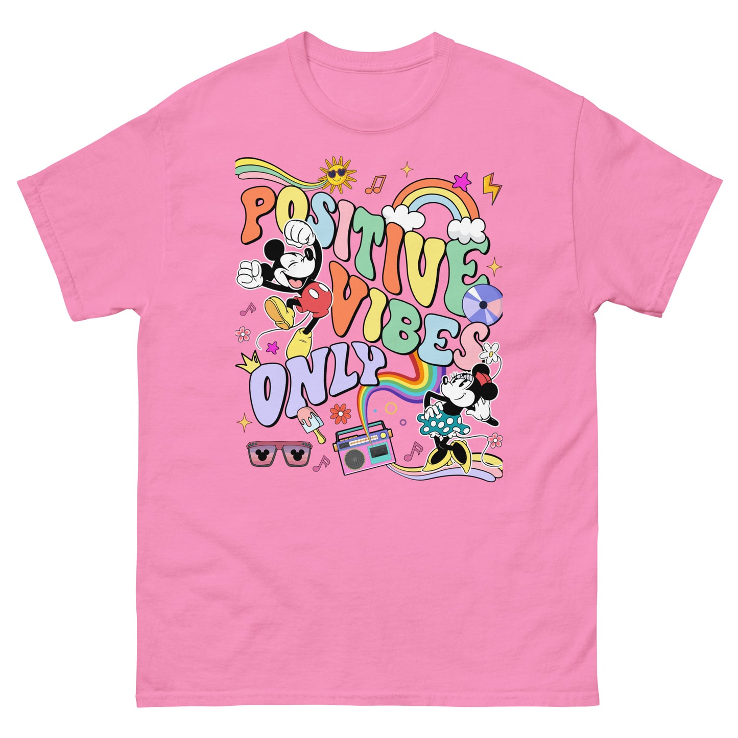 Spread Positive Vibes Only with the famous mouse and his girlfriend Tees (unisex)