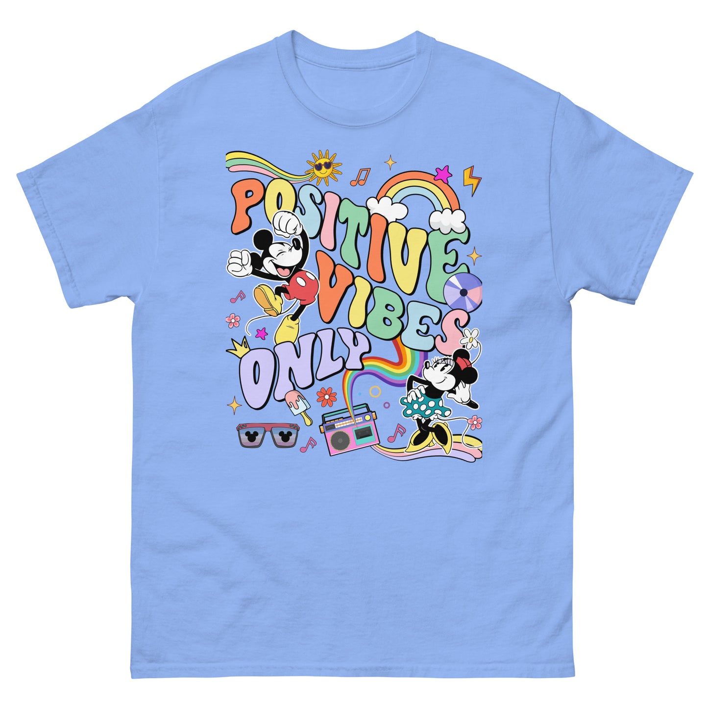 Spread Positive Vibes Only with the famous mouse and his girlfriend Tees (unisex)