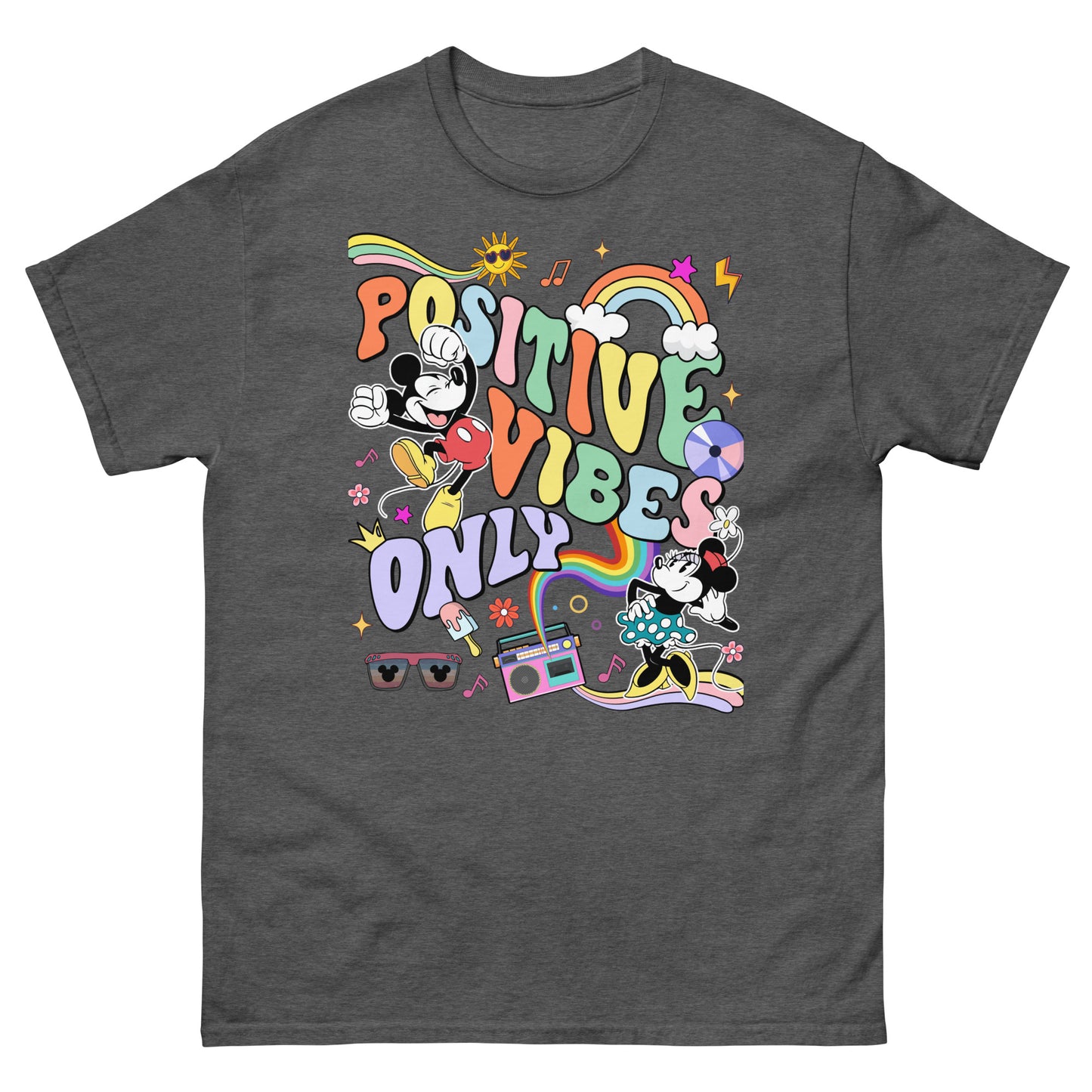 Spread Positive Vibes Only with the famous mouse and his girlfriend Tees (unisex)