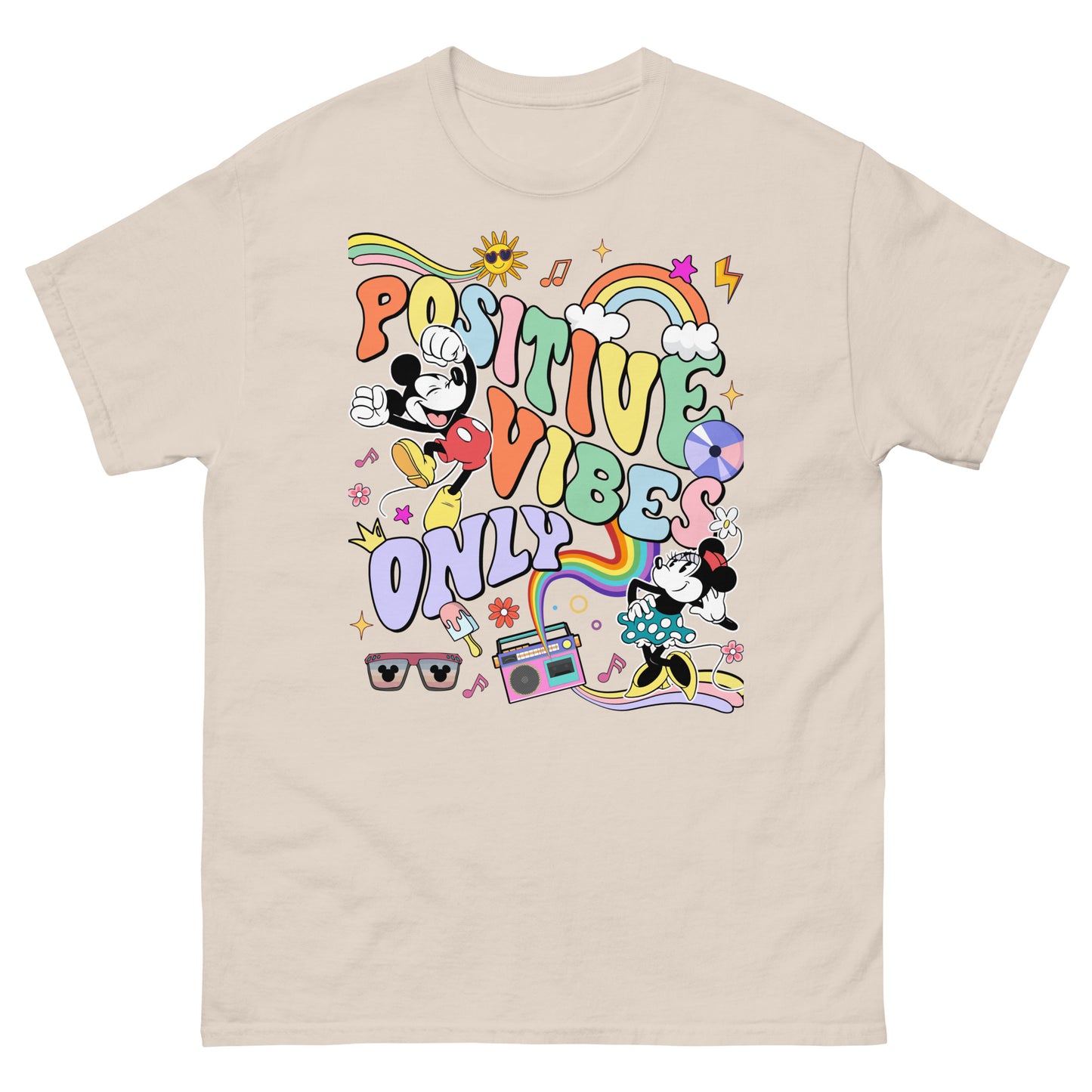 Spread Positive Vibes Only with the famous mouse and his girlfriend Tees (unisex)